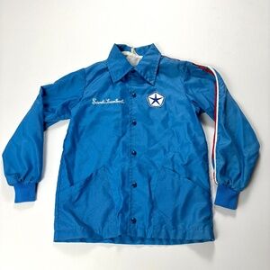 VTG Chrysler Lined Nylon Jacket Blue Small Snap Up Great Lakes Staff Auto Plant